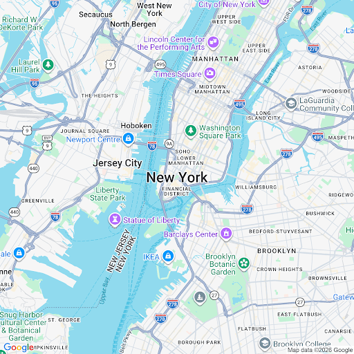 Map visualization showing location tracking in New York